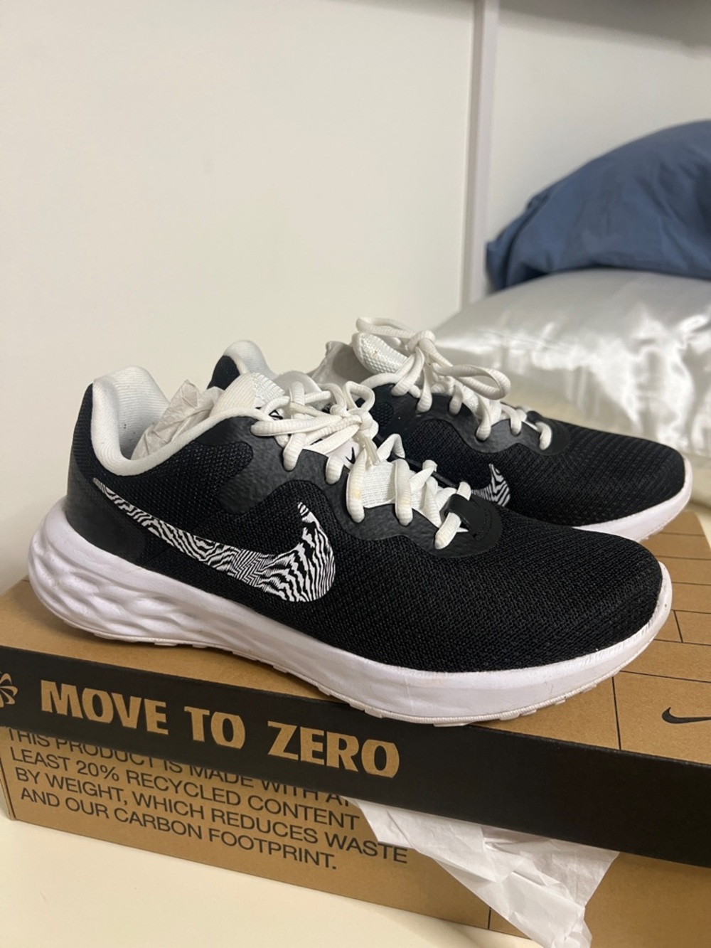 Nike Black & White Zebra Swoosh Athletic Sneakers